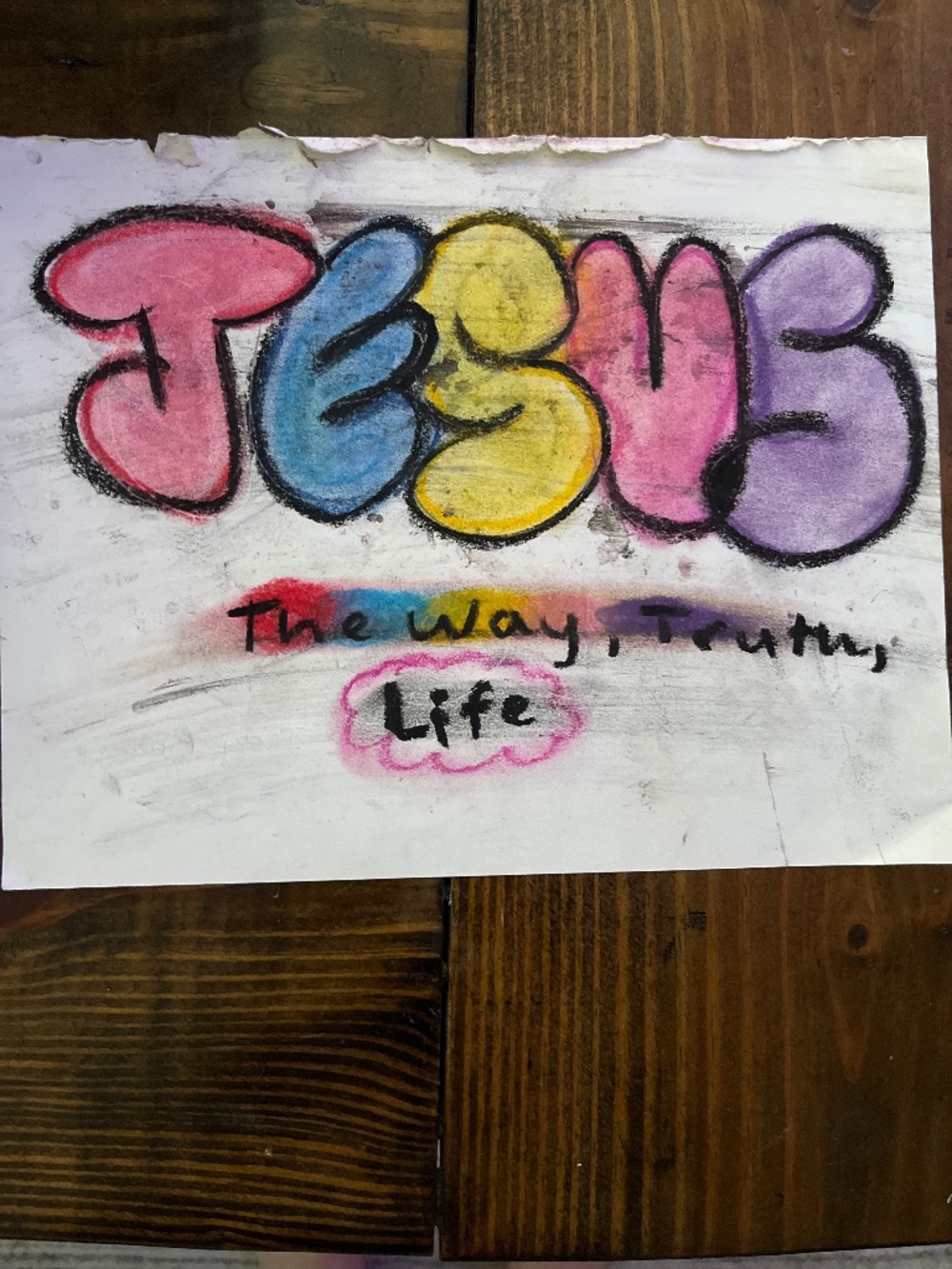 Hand drawn oil pastel drawing